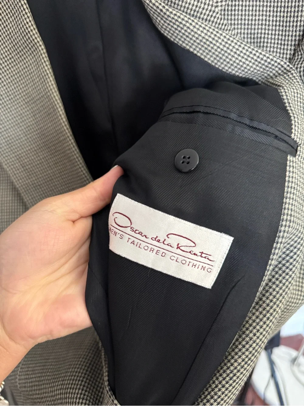 Oscar de la Renta Designer Houndstooth Coat Blazer Suit Jacket Men’s Size 42